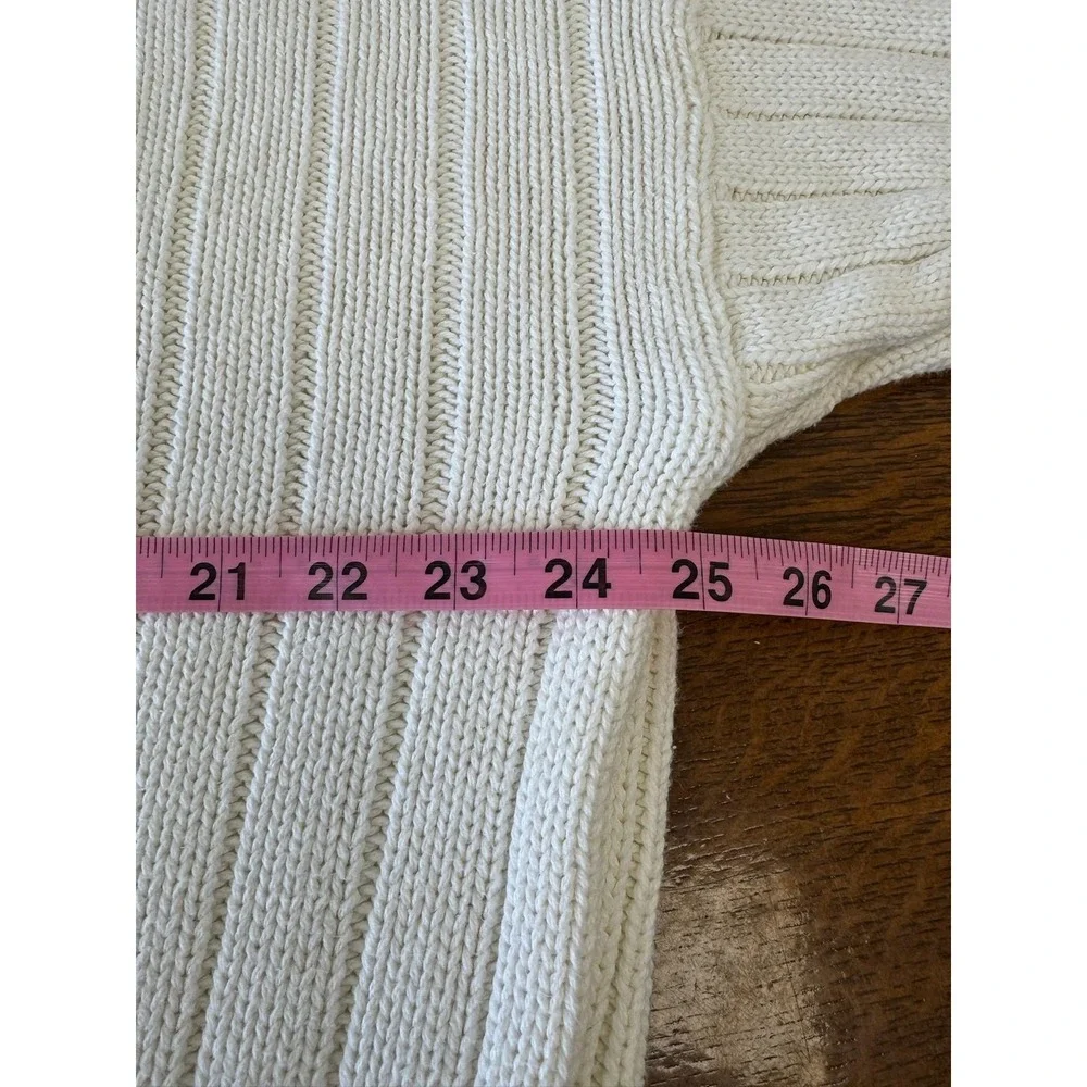 Vintage Eddie Bauer Sweater Mens‎ Large White Chunky Knit Crewneck Pullover 90s - Picture 5 of 7